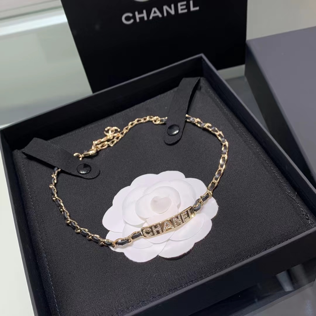 Buy replica Chanel Leather Cuban Chain Choker Necklace and replica jewelry from PICKS Jewelry