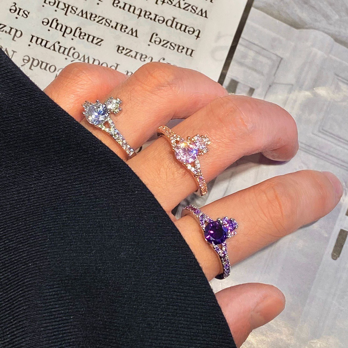 Buy replica Vivienne Westwood Colorful Diamond Saturn Ring and replica jewelry from PICKS Jewelry