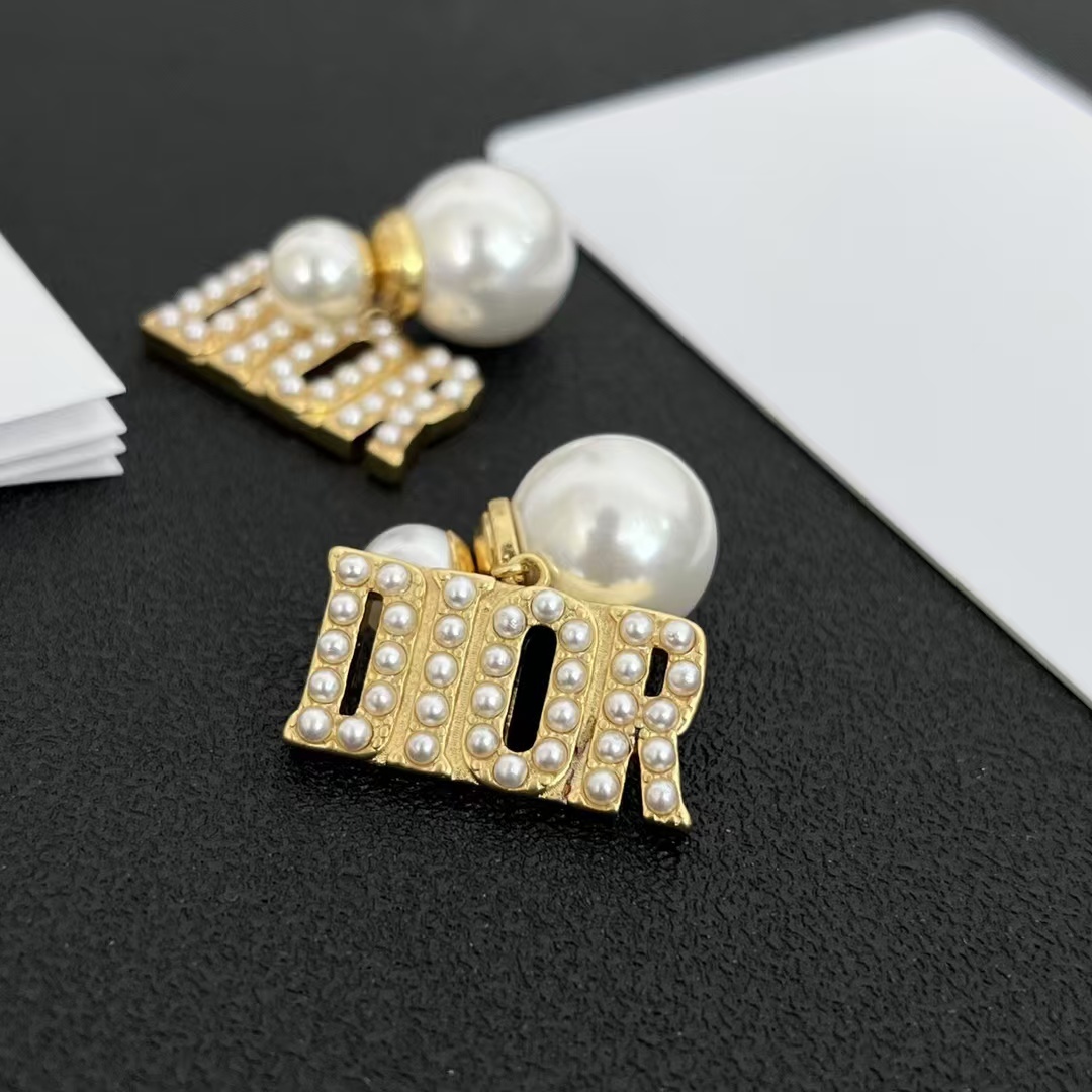 Buy replica Pearl Paved Dior Letters Earrings and replica jewelry from PICKS Jewelry