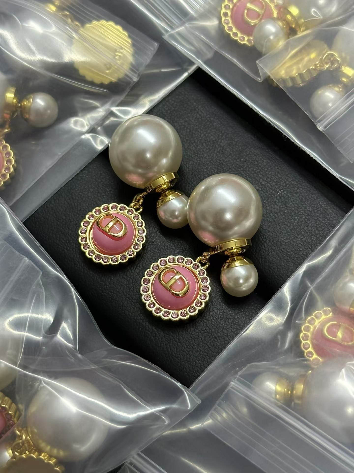 Buy replica Dior Pink CD Tribales Pearl Earrings and replica jewelry from PICKS Jewelry