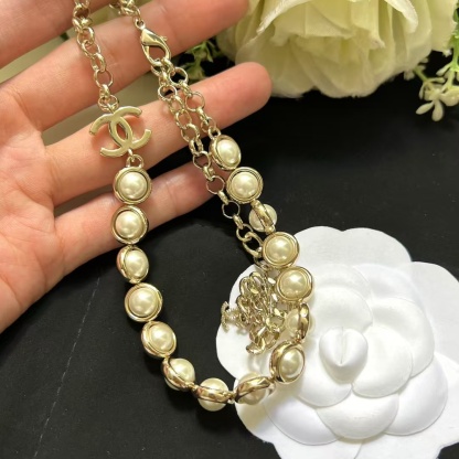 Buy replica Chanel Half Chain Half Ehancered Pearl Necklace and replica jewelry from PICKS Jewelry
