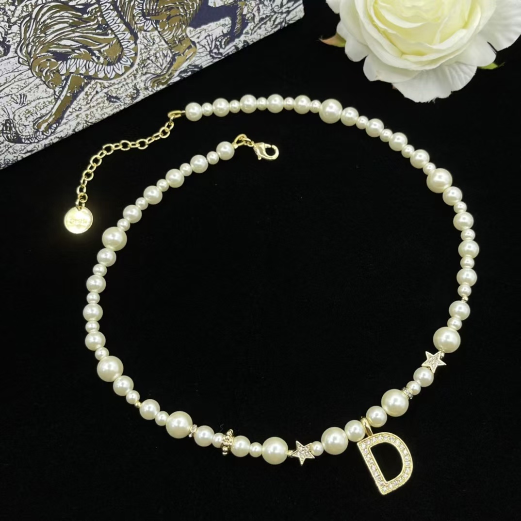 Buy replica Dior Letter D Pendant Pearl Necklace and replica jewelry from PICKS Jewelry