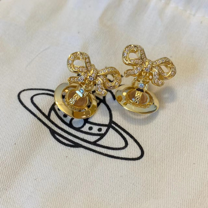 Buy replica Vivienne Westwood Bowknot Crystal Saturn Earrings and replica jewelry from PICKS Jewelry