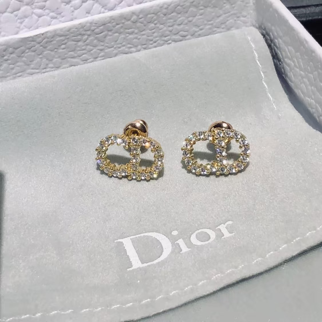Buy replica Dior Classic Diamond Paved CD Stud Earrings and replica jewelry from PICKS Jewelry