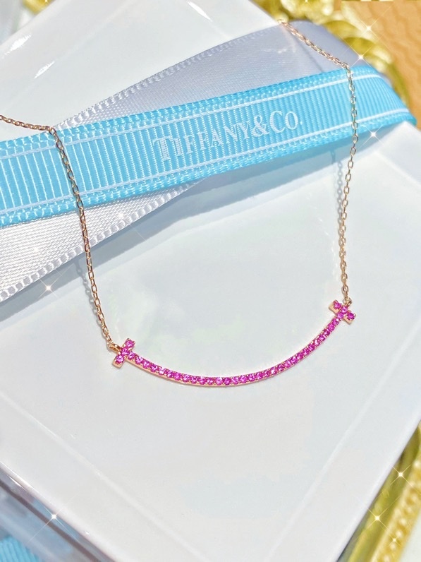 Buy replica Tiffany Rose Gold Chain Pink Diamond Smile Necklace and replica jewelry from PICKS Jewelry