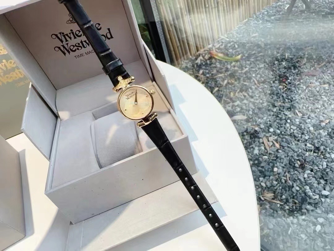 Buy replica Vivienne Westwood Black Genuine Leather Band Watch - 23MM and replica jewelry from PICKS Jewelry