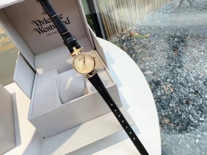 Buy replica Vivienne Westwood Black Genuine Leather Band Watch - 23MM and replica jewelry from PICKS Jewelry