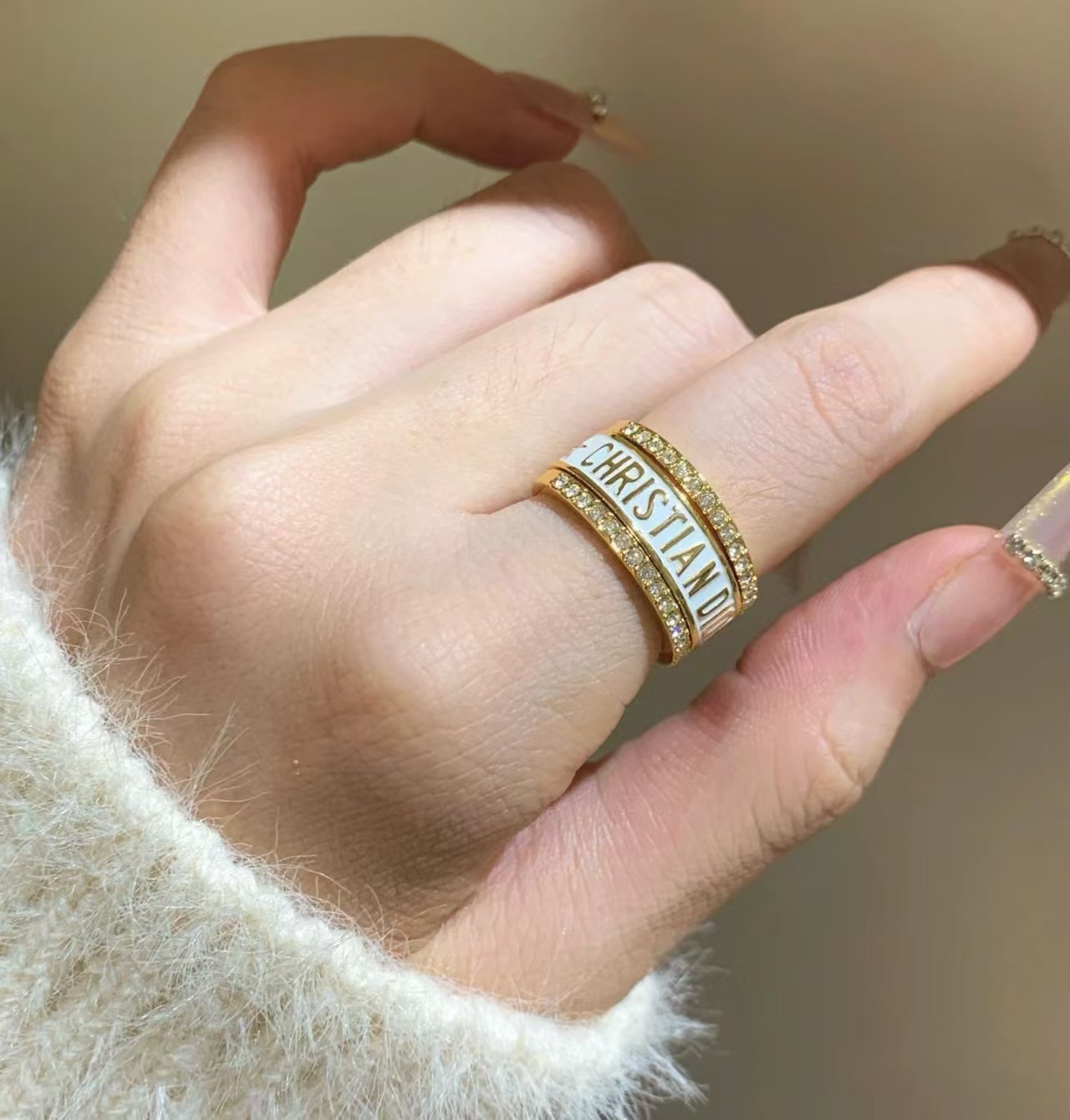 Buy replica Dior White Enamel Rings - 3 Pieces and replica jewelry from PICKS Jewelry