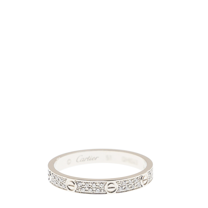 NEW CARTIER LOVE RING B4218251 18kt WHITE GOLD & DIAMONDS SILVER - picksjewelry.com