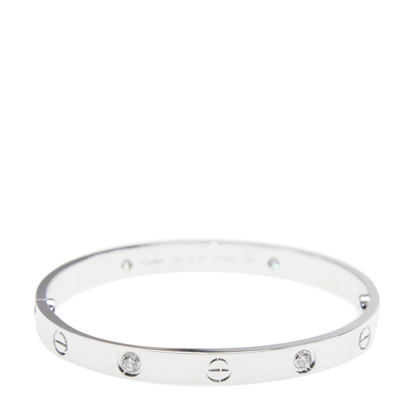 NEW CARTIER LOVE BRACELET B6035818 18kt WHITE GOLD SILVER - picksjewelry.com