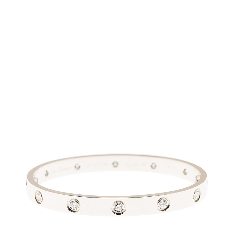 NEW CARTIER LOVE BRACELET B6040716 18kt WHITE GOLD & DIAMONDS  SILVER - picksjewelry.com