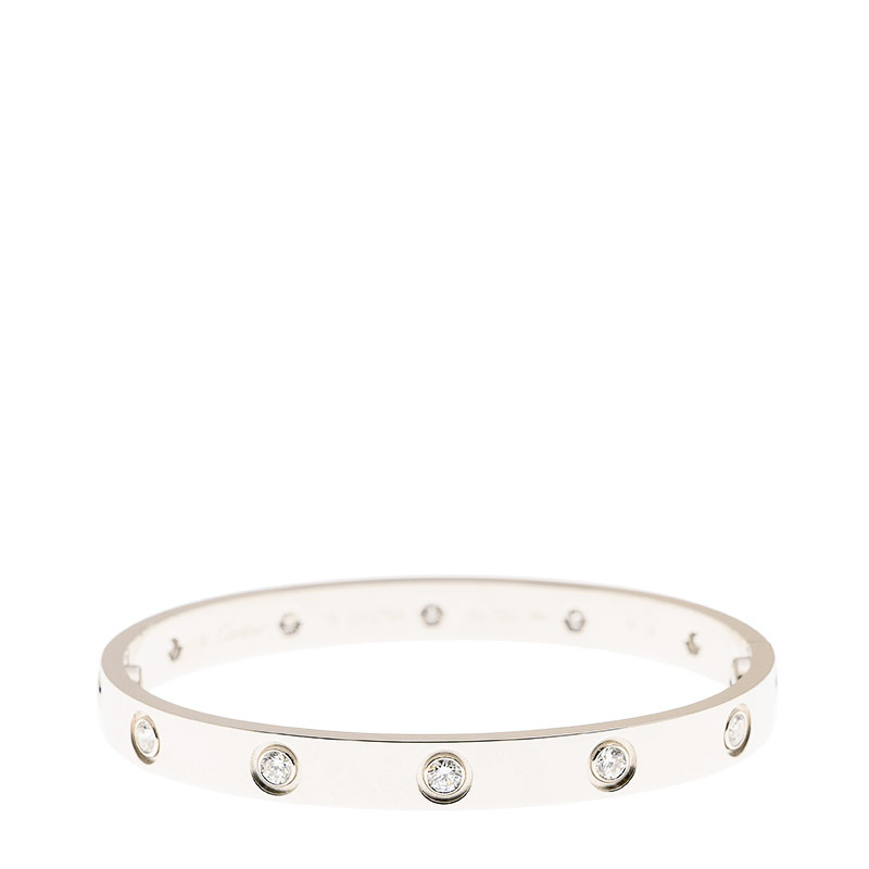 NEW CARTIER LOVE BRACELET B6040716 18kt WHITE GOLD & DIAMONDS SILVER - picksjewelry.com