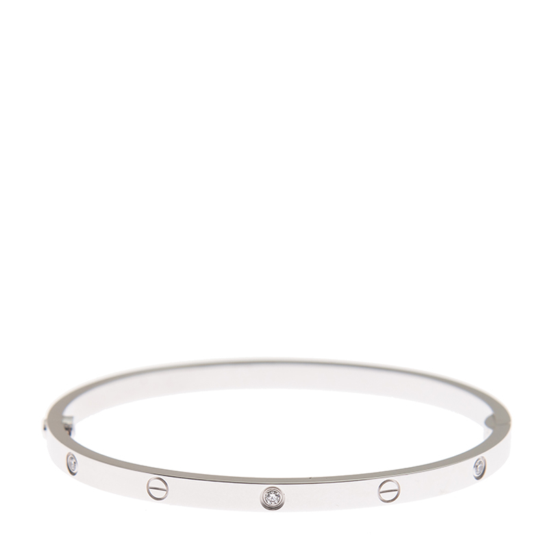 NEW CARTIER LOVE BRACELET B6047716 18kt WHITE GOLD SILVER - picksjewelry.com