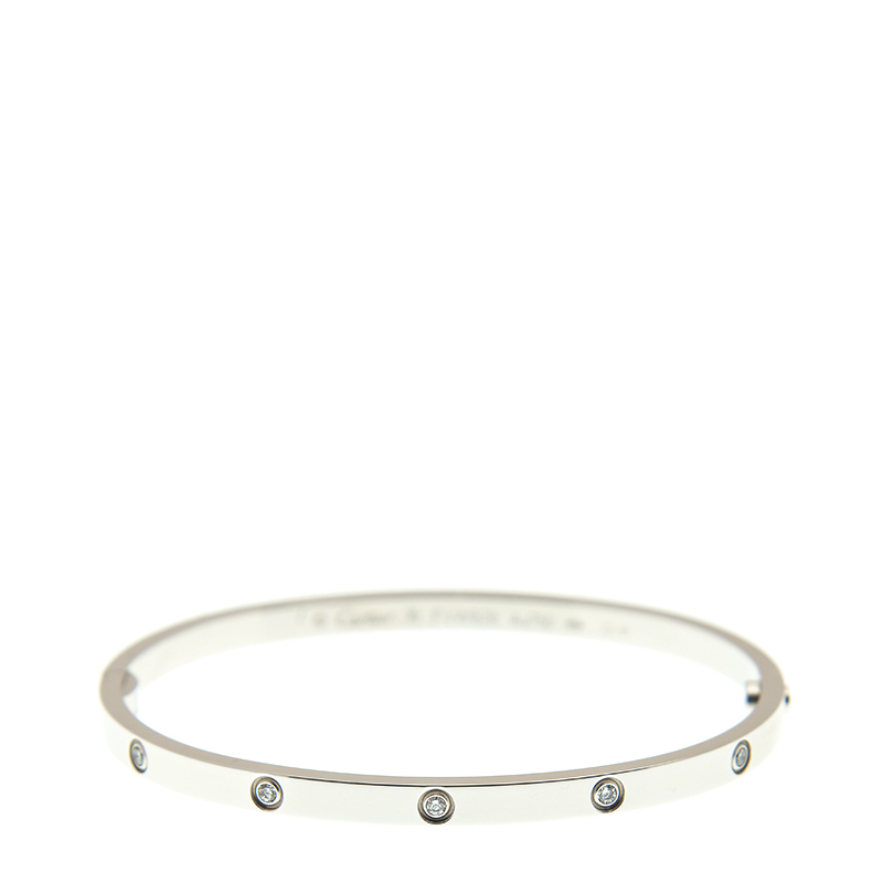 NEW CARTIER LOVE BRACELET B6048016 18kt WHITE GOLD & DIAMONDS SILVER - picksjewelry.com