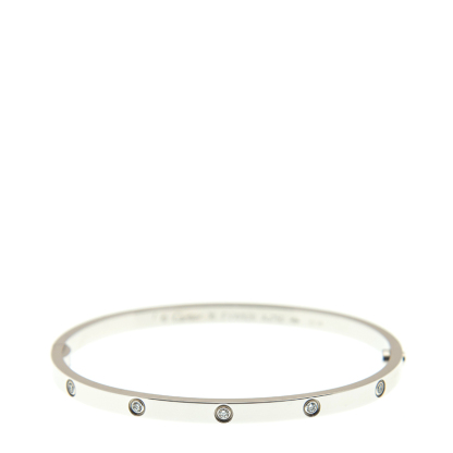 NEW CARTIER LOVE BRACELET B6048016 18kt WHITE GOLD & DIAMONDS  SILVER - picksjewelry.com