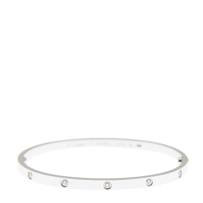 NEW CARTIER LOVE BRACELET B6048017 18kt WHITE GOLD & DIAMONDS  SILVER - picksjewelry.com