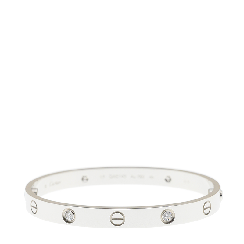 NEW CARTIER LOVE BRACELET B6070117 18kt WHITE GOLD & DIAMONDS  SILVER - picksjewelry.com