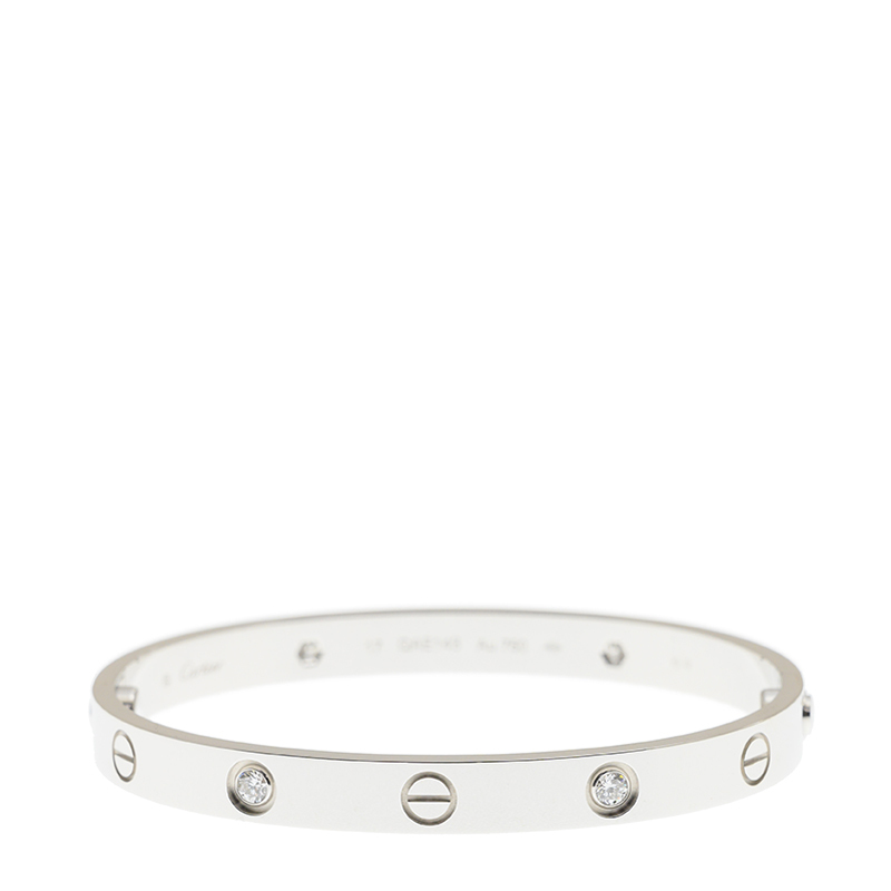 NEW CARTIER LOVE BRACELET B6070117 18kt WHITE GOLD & DIAMONDS SILVER - picksjewelry.com