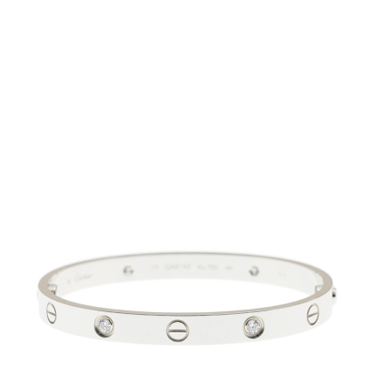NEW CARTIER LOVE BRACELET B6070117 18kt WHITE GOLD & DIAMONDS  SILVER - picksjewelry.com
