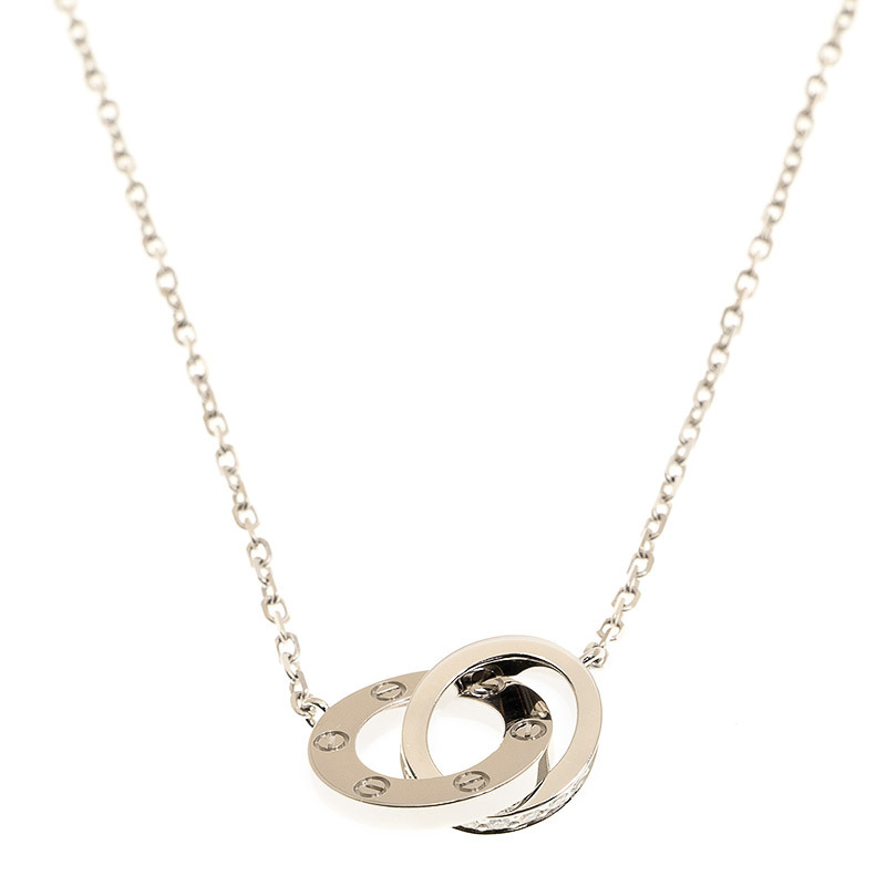 NEW CARTIER LOVE NECKLACE B7216300 SILVER 18kt WHITE GOLD - picksjewelry.com