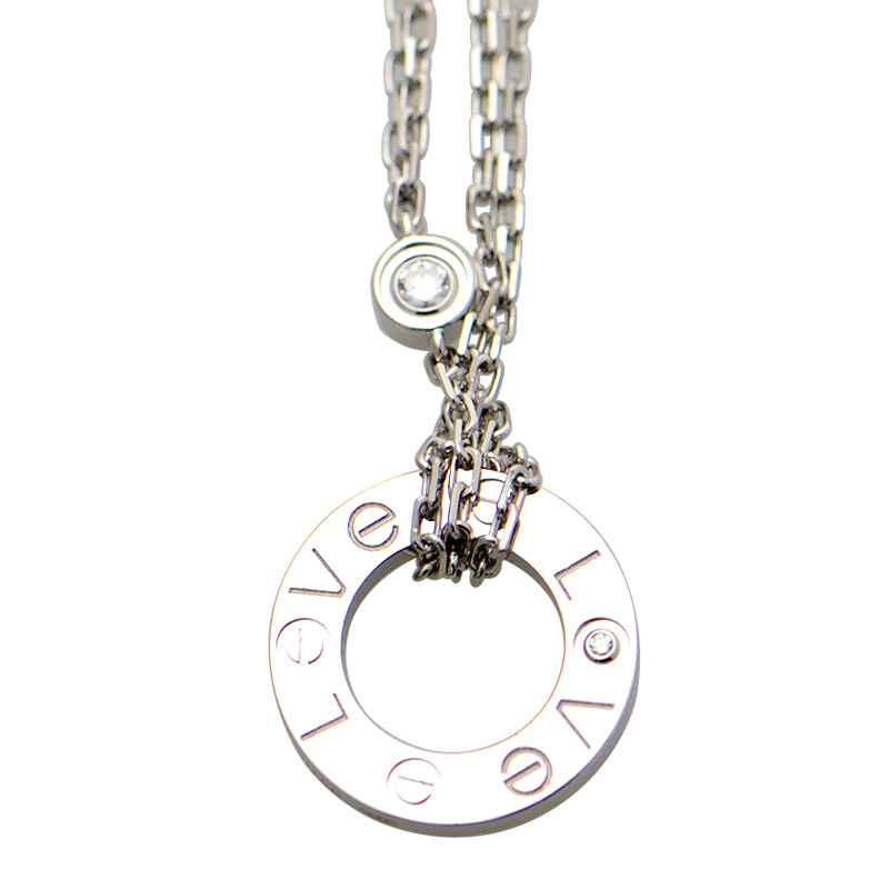 NEW CARTIER LOVE NECKLACE B7219400  SILVER 18KT WHITE GOLD - picksjewelry.com