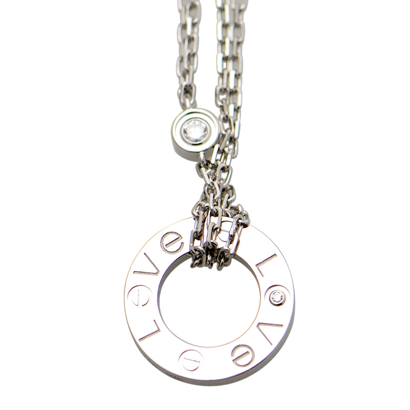 NEW CARTIER LOVE NECKLACE B7219400 SILVER 18KT WHITE GOLD - picksjewelry.com