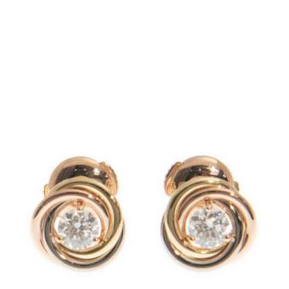 NEW CARTIER TRINITY EARRING B8045300 18kt ROSE GOLD & WHITE GOLD & YELLOW GOLD PINK GOLD/SILVER - picksjewelry.com