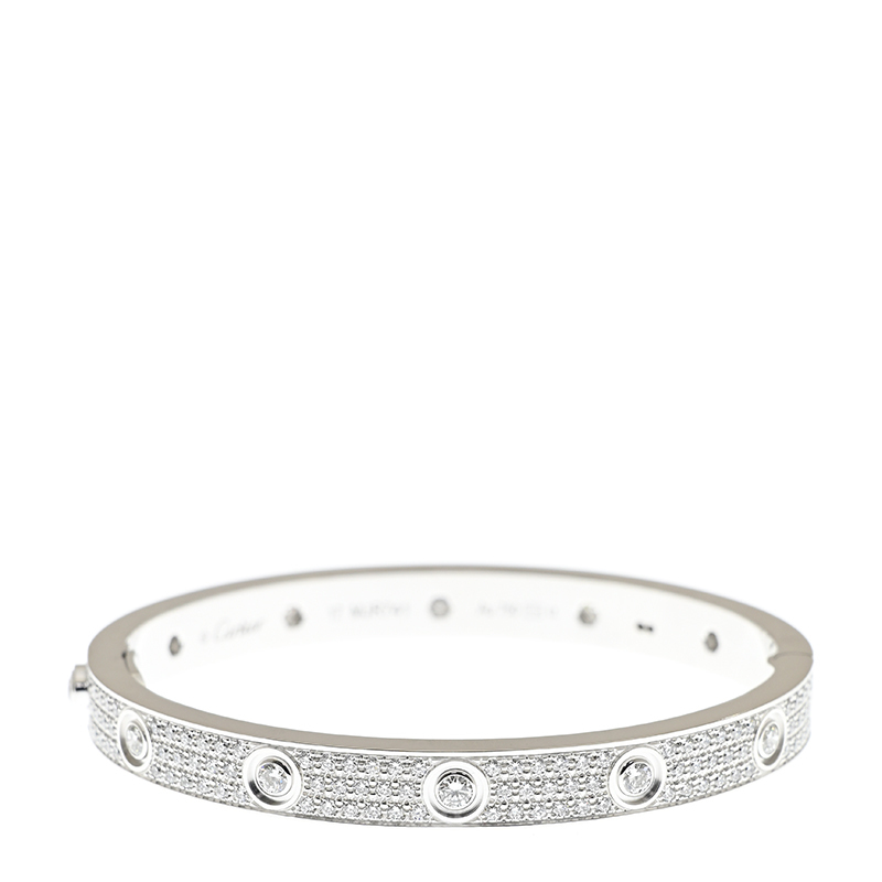 NEW CARTIER LOVE BRACELET N6033602 18kt WHITE GOLD & DIAMONDS SILVER - picksjewelry.com