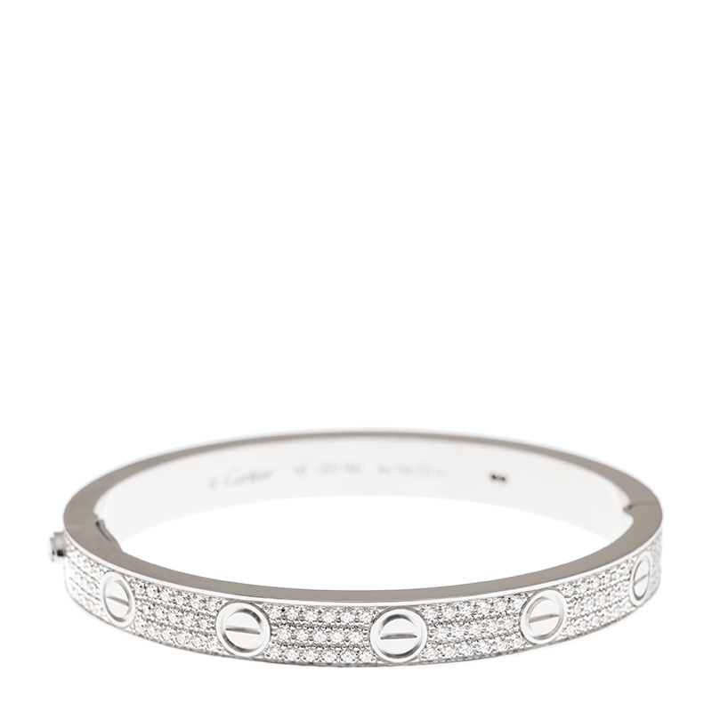 NEW CARTIER LOVE BRACELET N6717616 18kt WHITE GOLD SILVER - picksjewelry.com