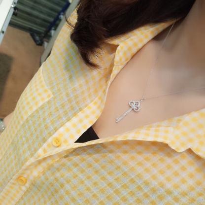Buy replica Tiffany Full Diamond Crown Key Pendant Necklace and replica jewelry from PICKS Jewelry