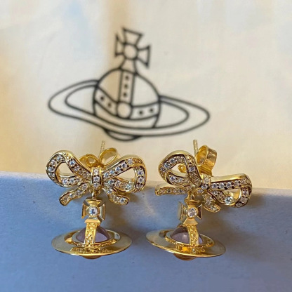 Buy replica Vivienne Westwood Bowknot Crystal Saturn Earrings and replica jewelry from PICKS Jewelry