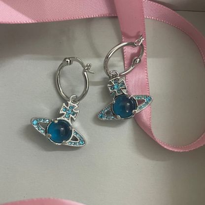 Buy replica Vivienne Westwood Blue Green Lucky Bead Saturn Earrings and replica jewelry from PICKS Jewelry