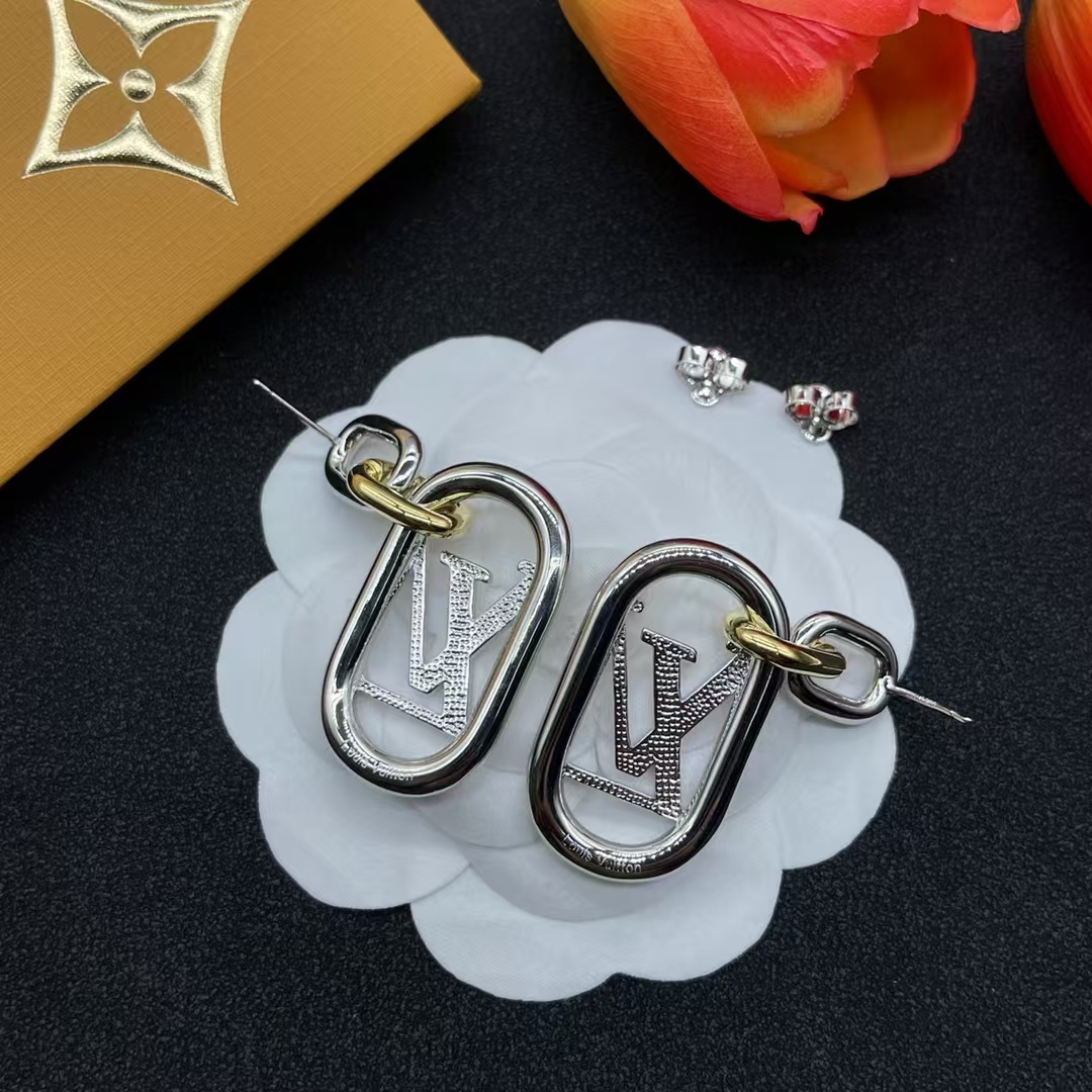 Buy replica Louis Vuitton Hollow LV Letter Long Earrings and replica jewelry from PICKS Jewelry