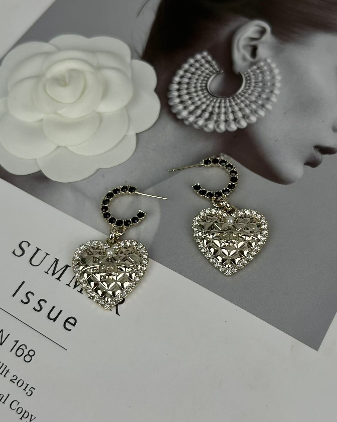 Buy replica Chanel Hoop with Heart Dangle Earrings and replica jewelry from PICKS Jewelry
