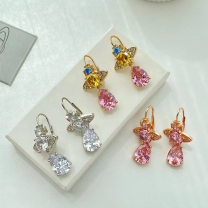 Buy replica Vivienne Westwood Luxury Colorful Diamond Teardrop Earrings and replica jewelry from PICKS Jewelry