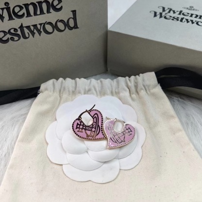 Buy replica Vivienne Westwood Personality Pink Love Heart Earrings and replica jewelry from PICKS Jewelry