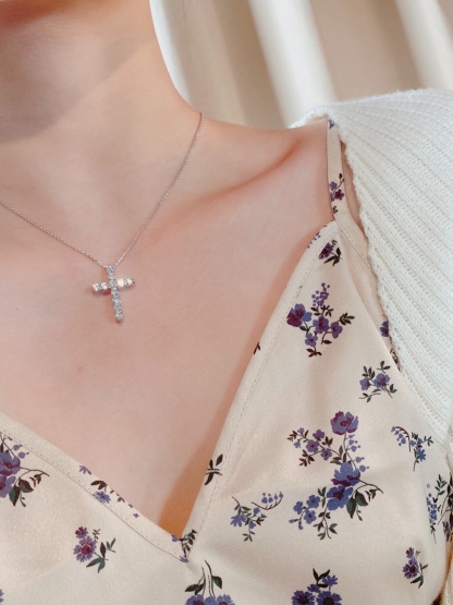 Buy replica Tiffany Full Diamond Cross Pendant Necklace and replica jewelry from PICKS Jewelry