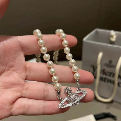 Buy replica Vivienne Westwood Pink Saturn Necklace and replica jewelry from PICKS Jewelry