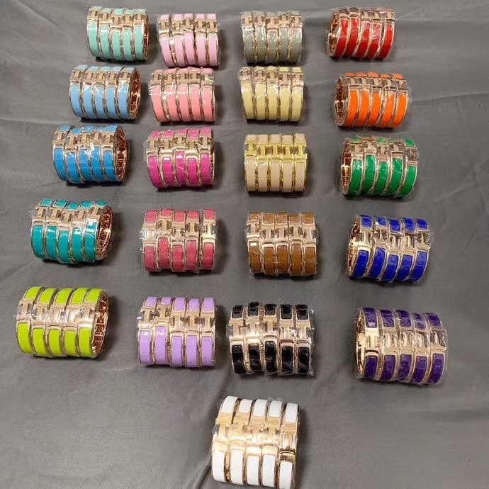 Buy replica Hermes Wide H Enamel Bracelet - 21 Colors Available and replica jewelry from PICKS Jewelry