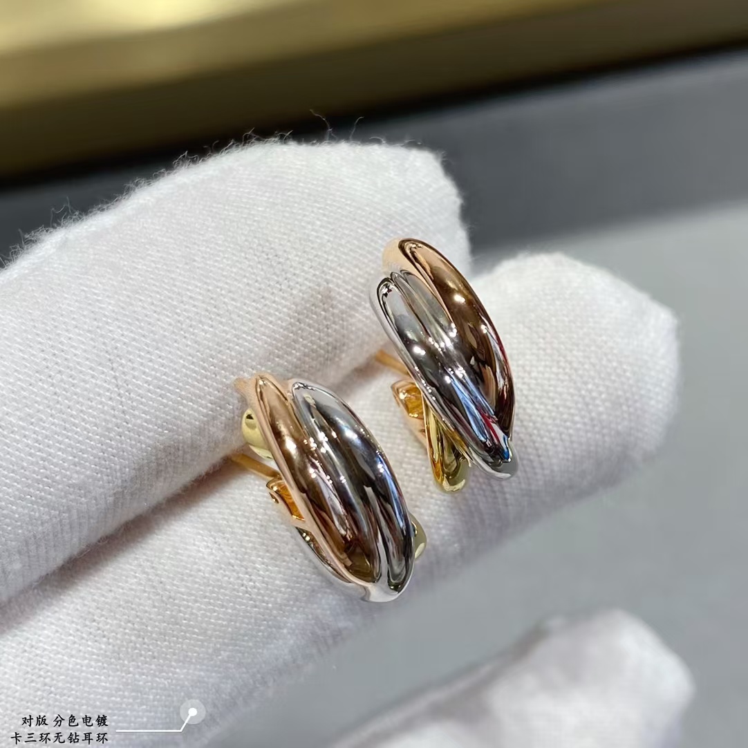 Buy replica Cartier Three Colors Metal Hoop Earrings and replica jewelry from PICKS Jewelry
