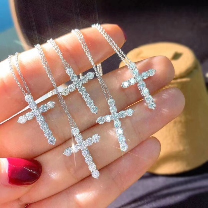 Buy replica Tiffany Full Diamond Cross Pendant Necklace and replica jewelry from PICKS Jewelry