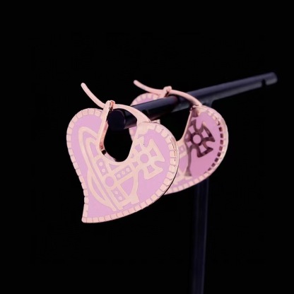 Buy replica Vivienne Westwood Personality Pink Love Heart Earrings and replica jewelry from PICKS Jewelry