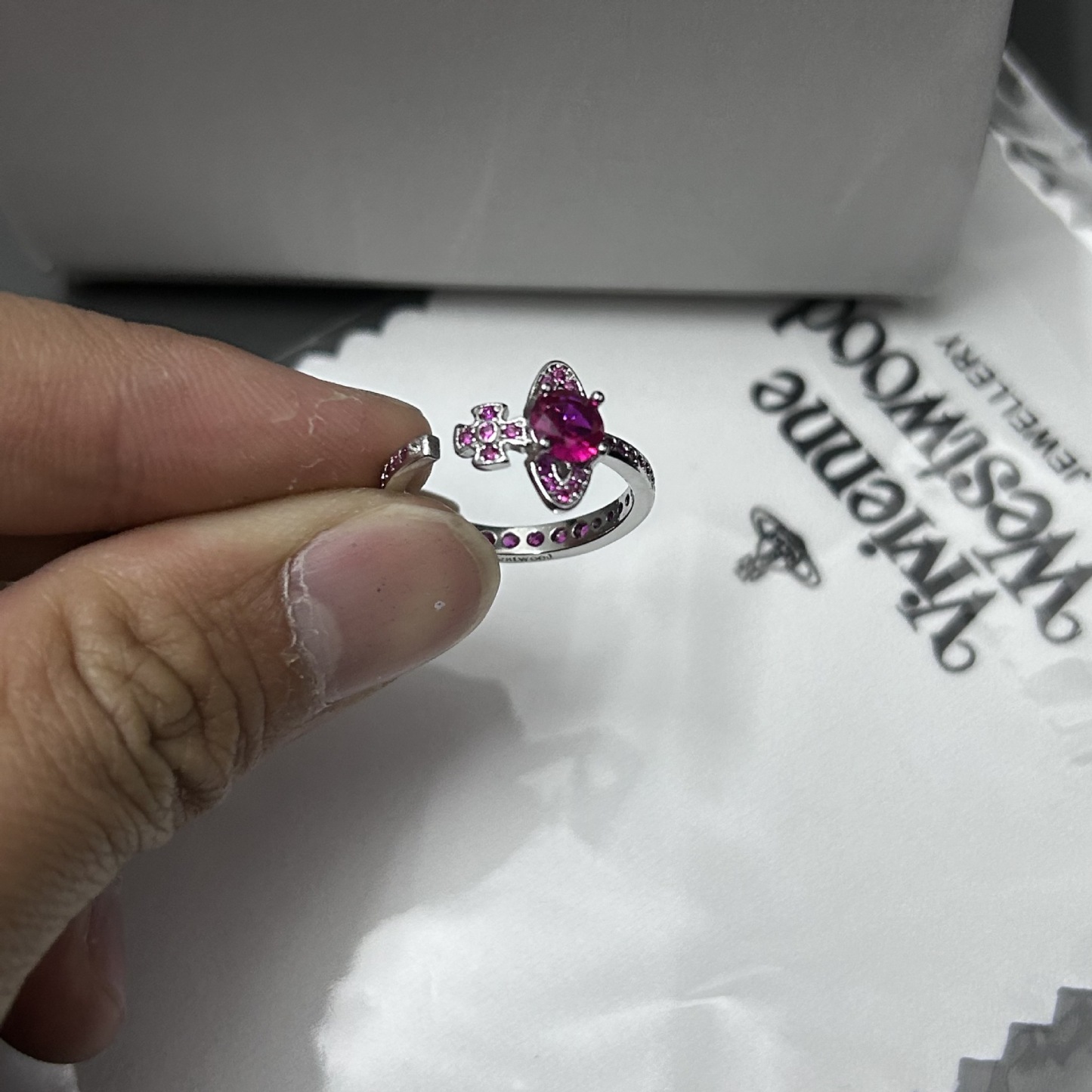 Buy replica Vivienne Westwood Adjustable Pink Purple Blue Daimond Ring and replica jewelry from PICKS Jewelry