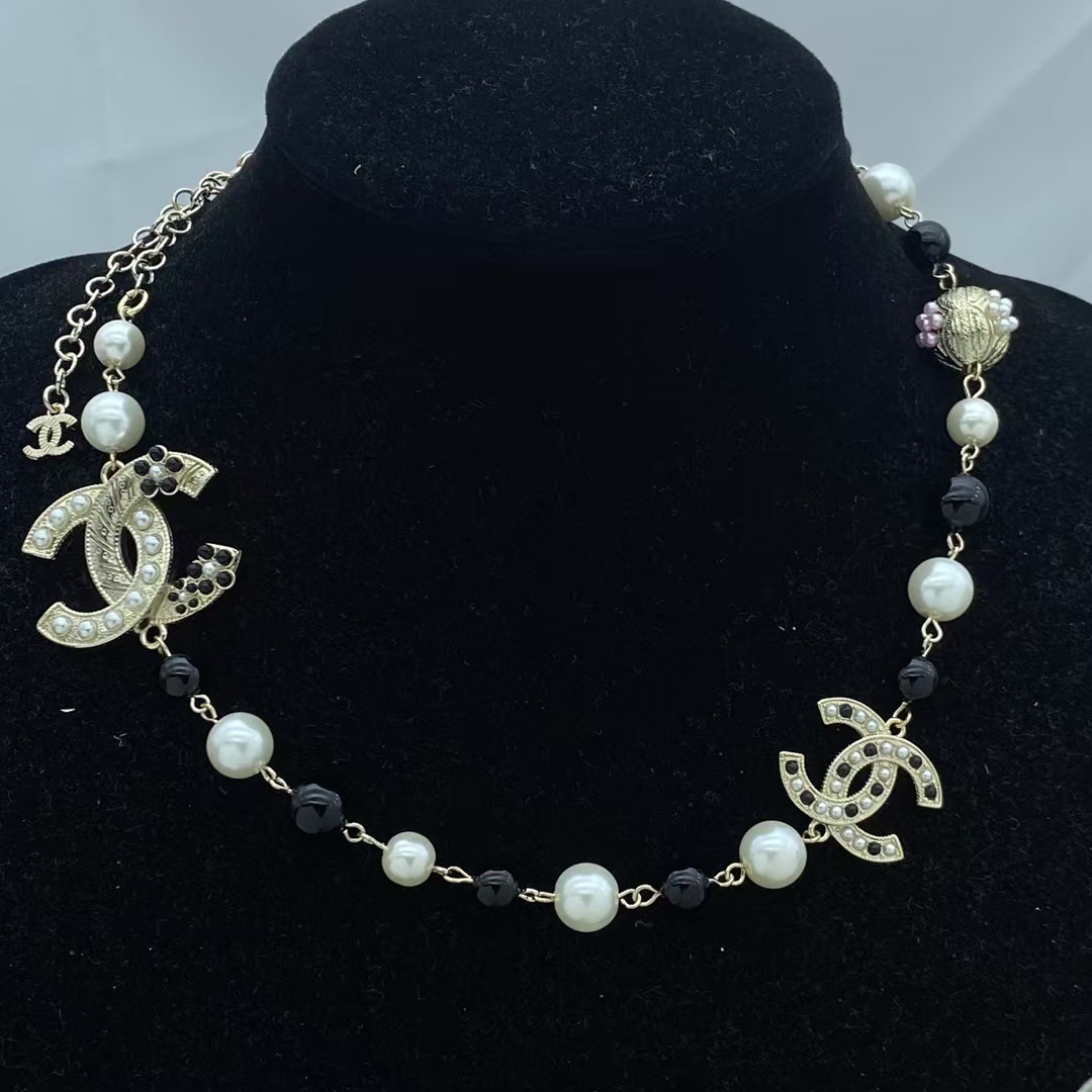 Buy replica Chanel Personality Black Bead and Pearl Necklace and replica jewelry from PICKS Jewelry