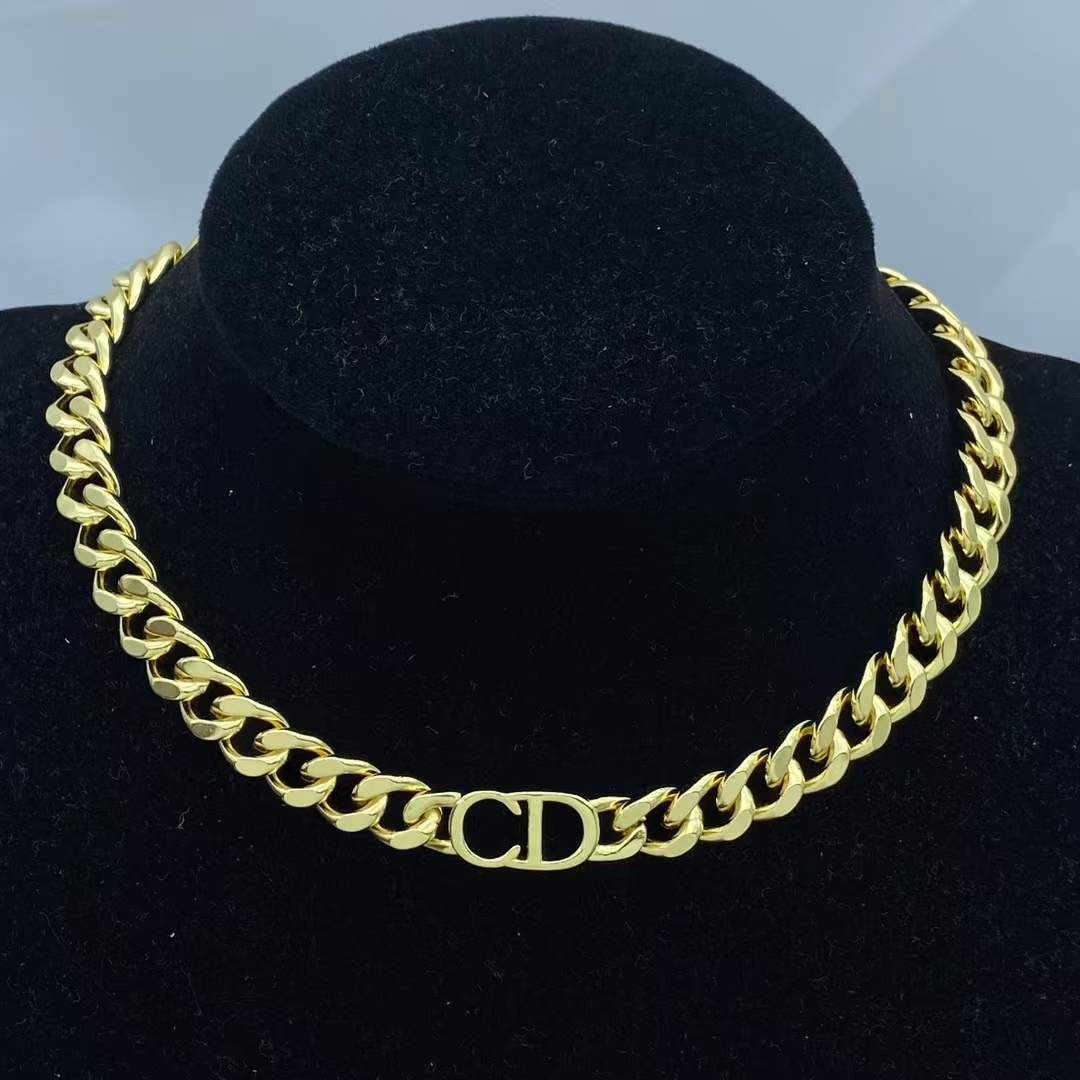 Buy replica Dior CD Chunky Cuban Chain Unisex Couple Choker Necklace and replica jewelry from PICKS Jewelry