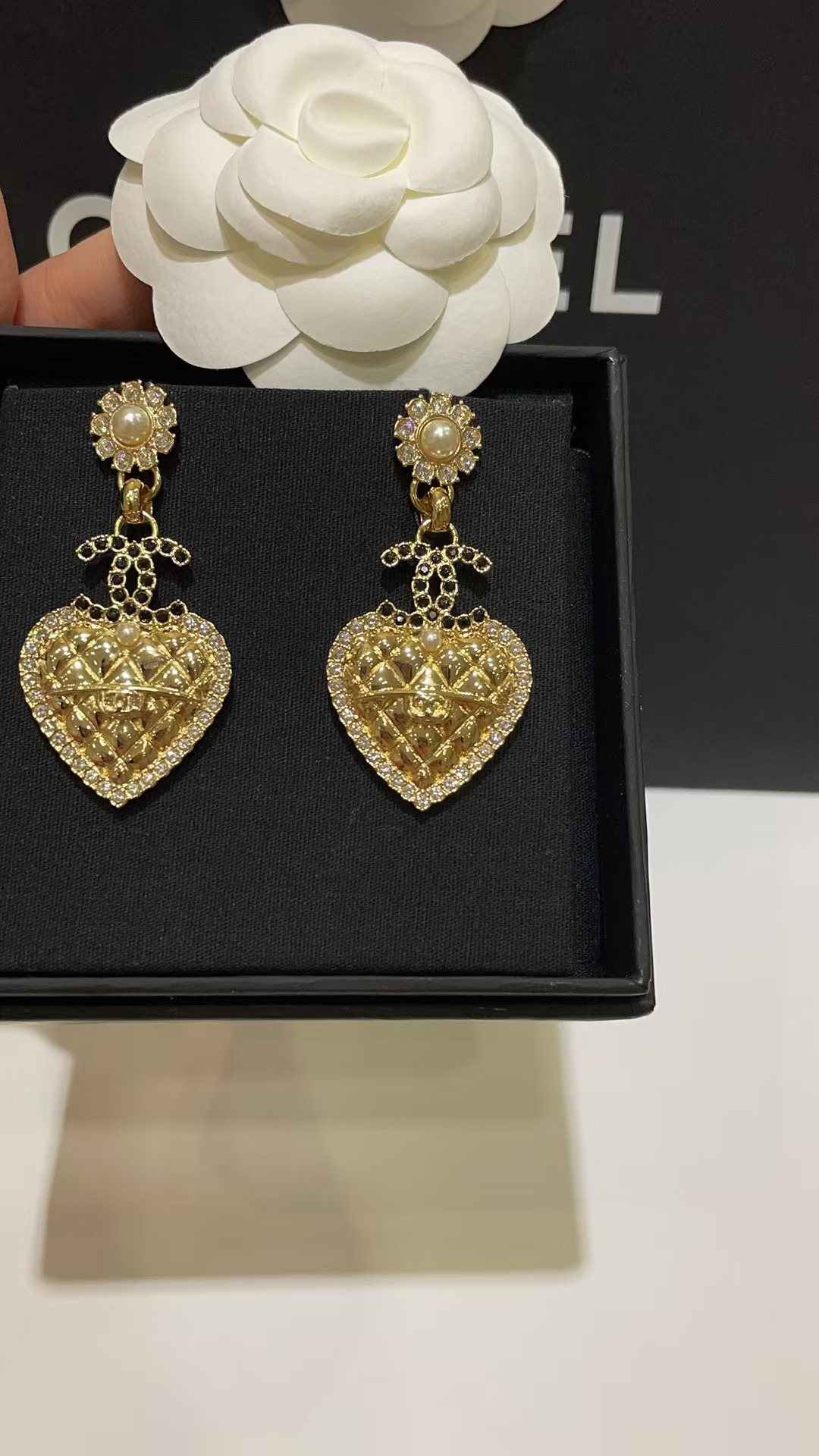 Buy replica Chanel Love Heart Dangle Earrings and replica jewelry from PICKS Jewelry