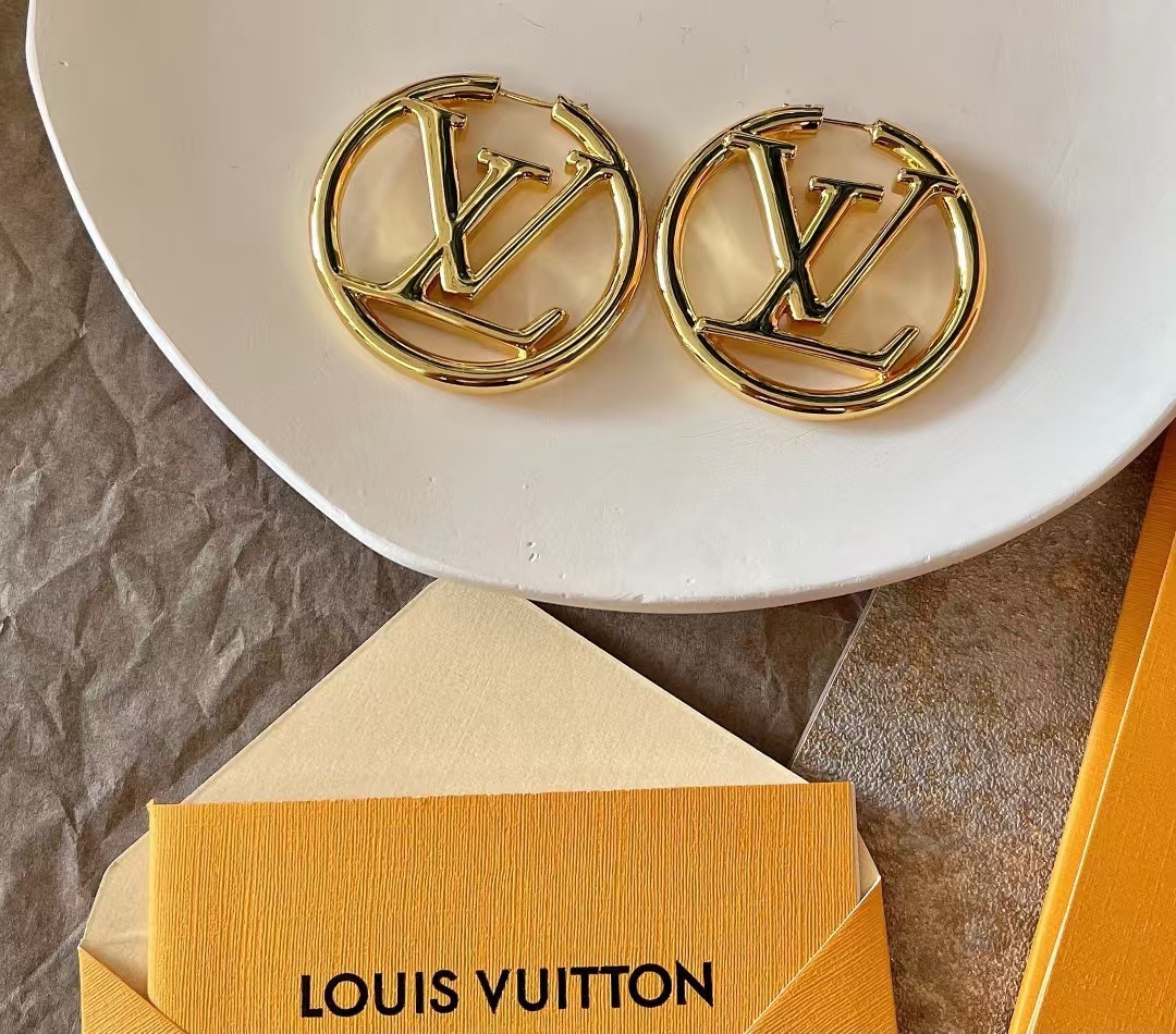 Buy replica Louis Vuitton Large Hollow Round LV Letter Earrings and replica jewelry from PICKS Jewelry