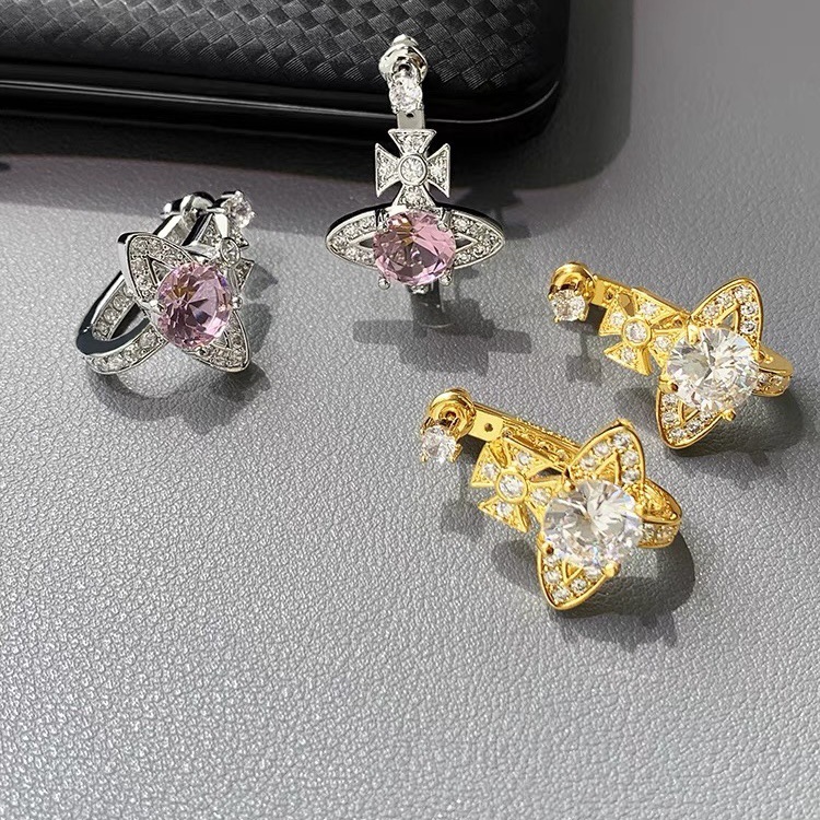 Buy replica Vivienne Westwood Pink White Diamond Saturn Earrings and replica jewelry from PICKS Jewelry