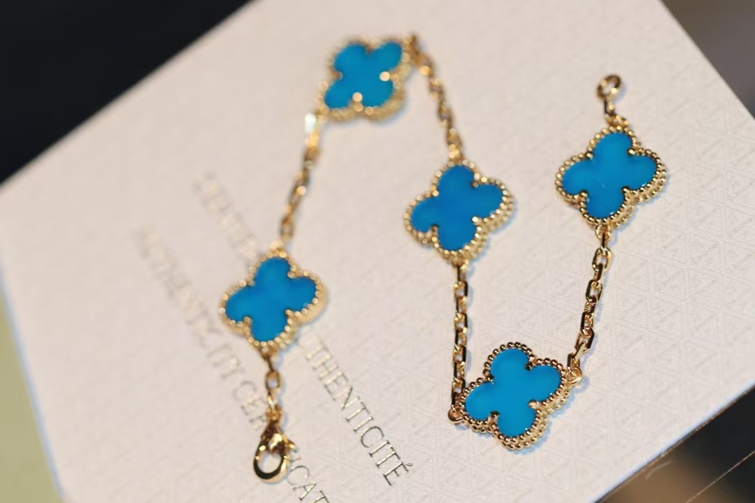Buy replica Van Cleef & Arpels Blue Vintage Alhambra Five Clover Bracelet and replica jewelry from PICKS Jewelry