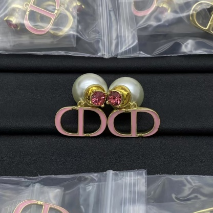 Buy replica Dior Pink Enamel Pink Diamond Pearl Earrings and replica jewelry from PICKS Jewelry